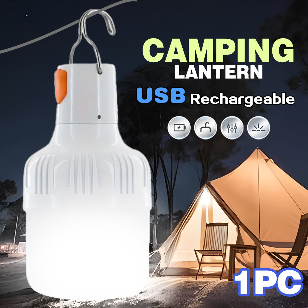 Rechargeable LED Camping Lantern with Hook, Searchlight, Emergency Floodlight