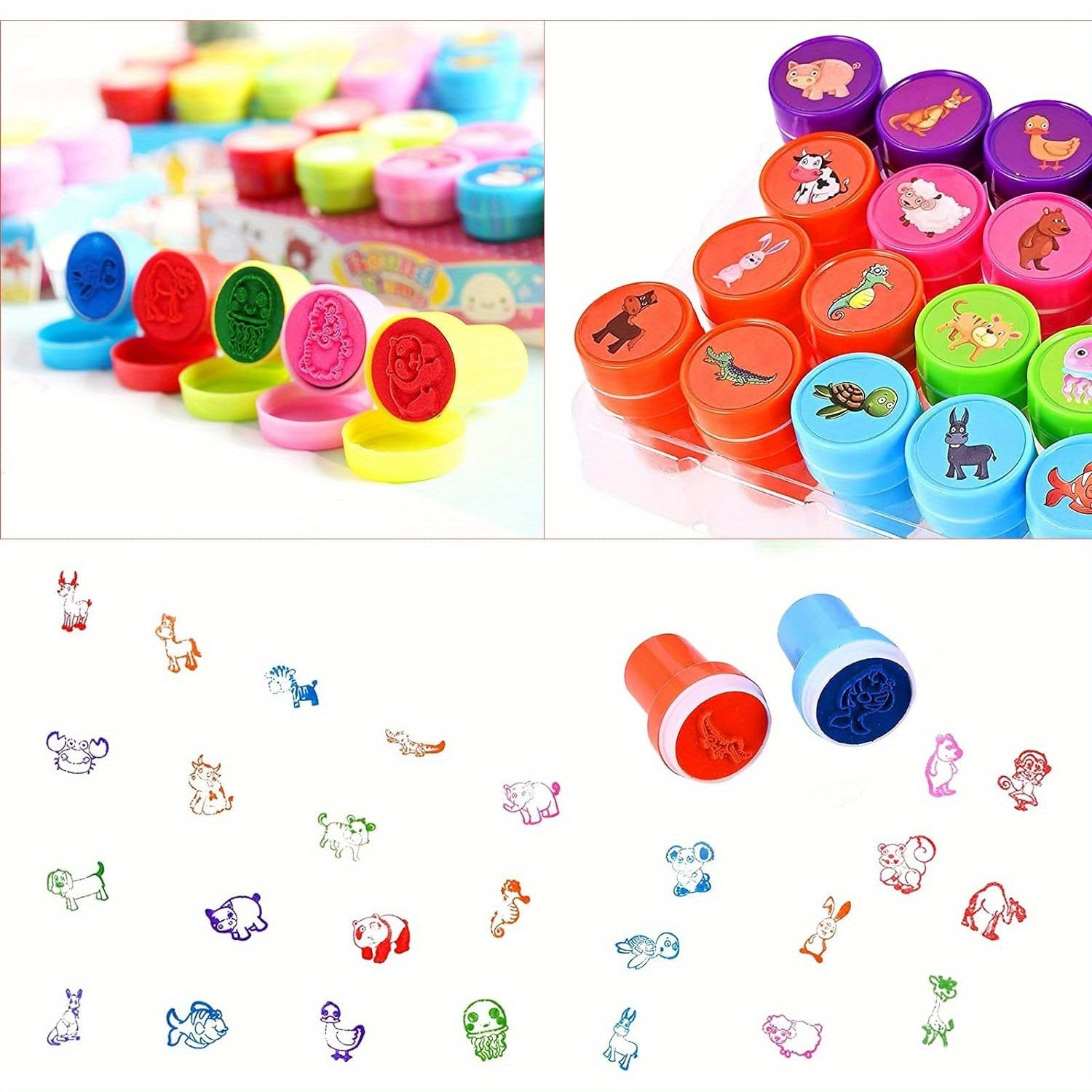 Sellos de animales variados para profesores, con tinta automática, paquete de 26, multicolor