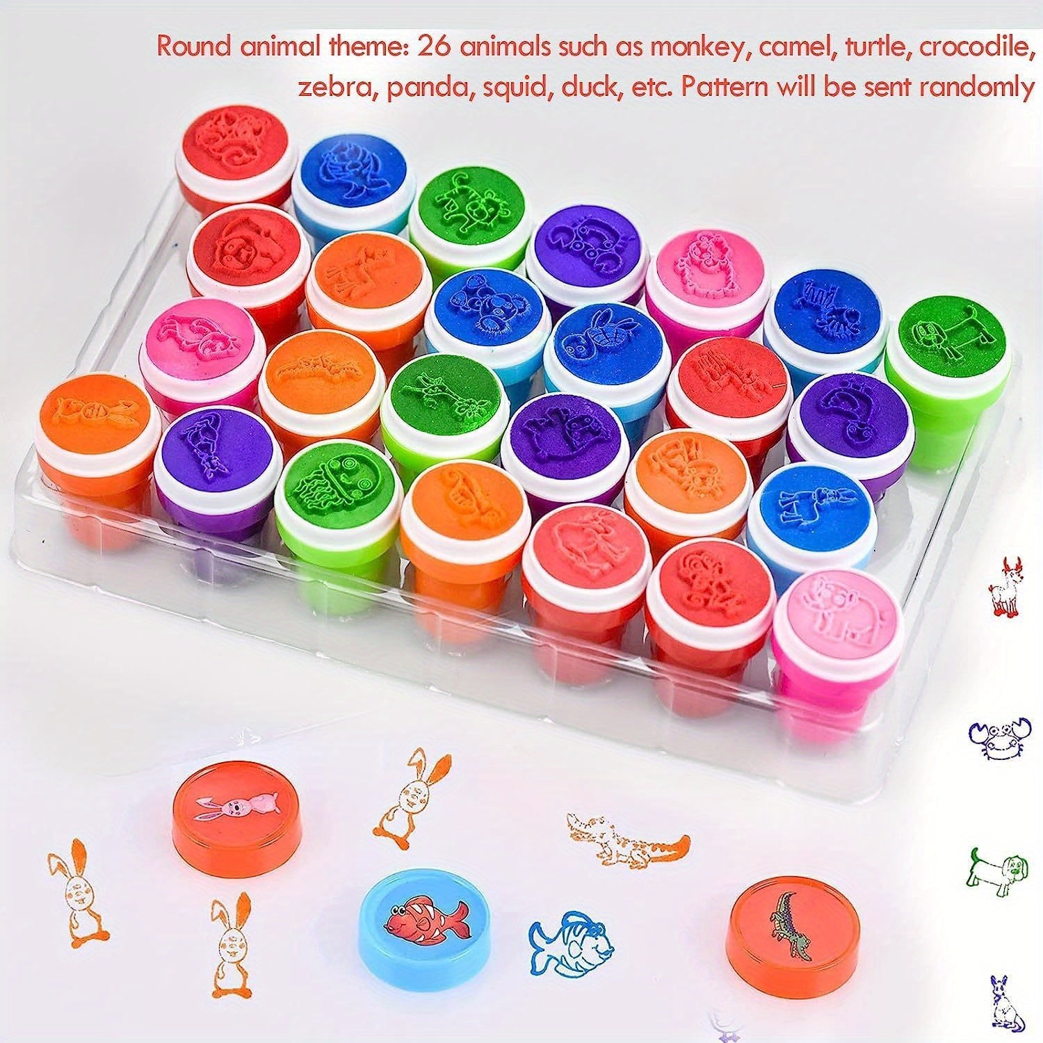 Sellos de animales variados para profesores, con tinta automática, paquete de 26, multicolor