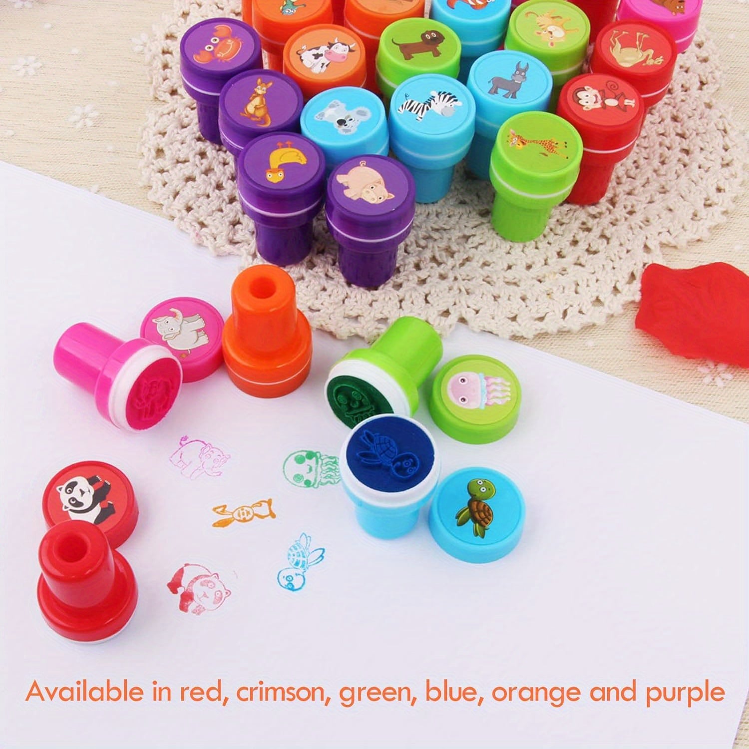 Sellos de animales variados para profesores, con tinta automática, paquete de 26, multicolor