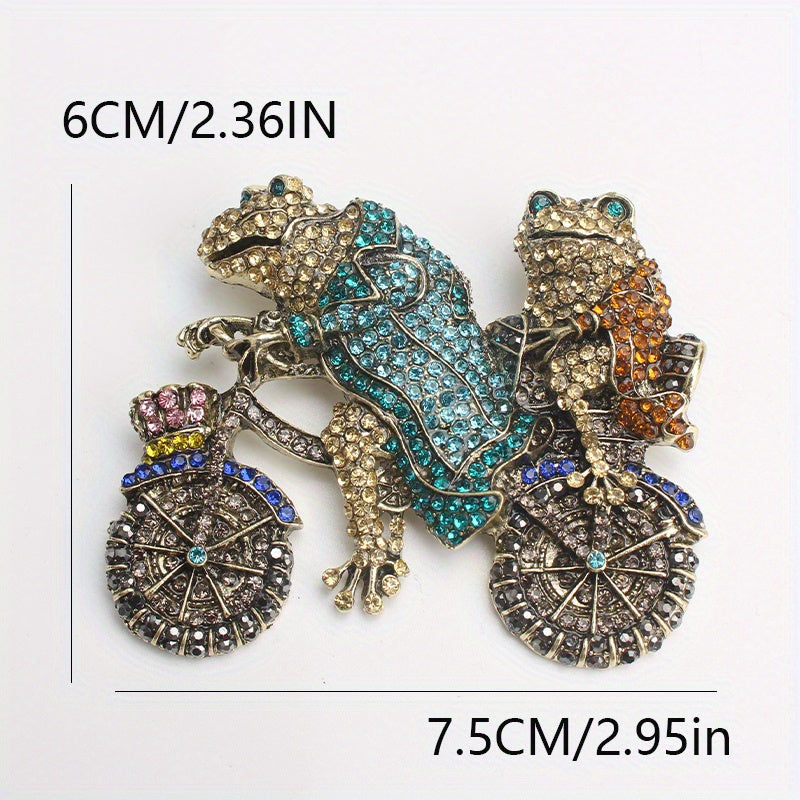 Vintage Style Rhinestone Frog Brooch Pin Animal Design Jewelry