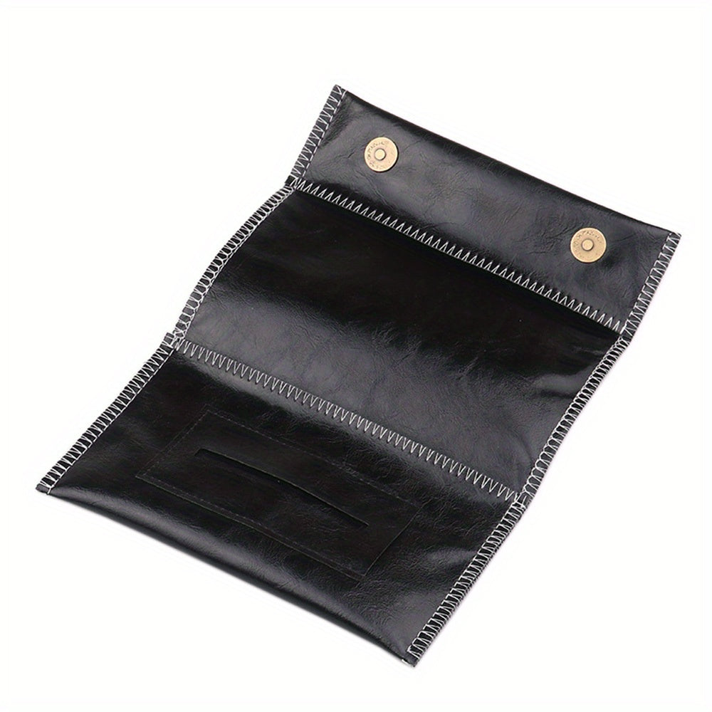 Leather Tobacco Pouch 3-Fold Cigarette Case with Zipper Portable Accessory
