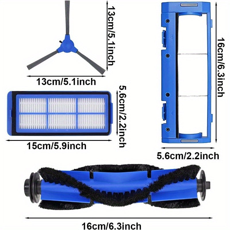 Eufy RoboVac modellari 11S Max, 15C Max, 30C Max, G30, G30 Edge, G10 Hybrid uchun aksessuar to'plami - 2 ta asosiy aylanuvchi cho'tka, 8 ta yon cho'tka, 6 ta HEPA filtr, 1 ta tozalash asbobi va 1 ta cho'tka himoyasi - Changyutgichingiz uchun jami 19 dona.