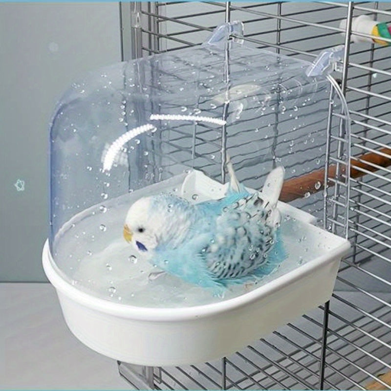 Clear Bird Bath for Parakeets Made from ABS Resin Cage Accessory