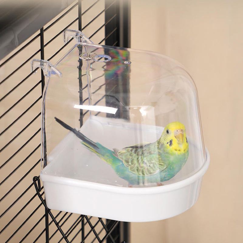 Clear Bird Bath for Parakeets Made from ABS Resin Cage Accessory