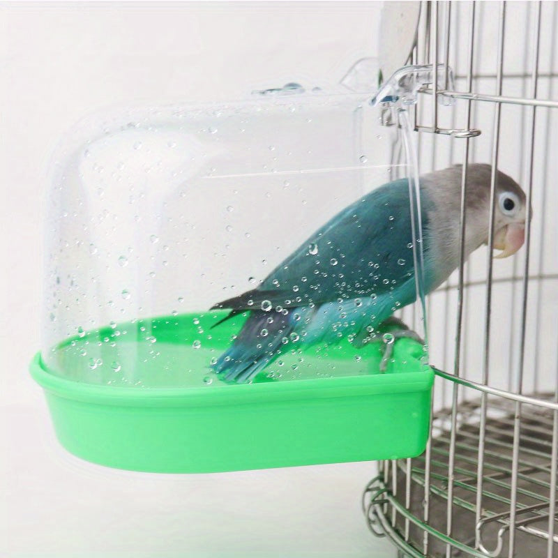 Clear Bird Bath for Parakeets Made from ABS Resin Cage Accessory
