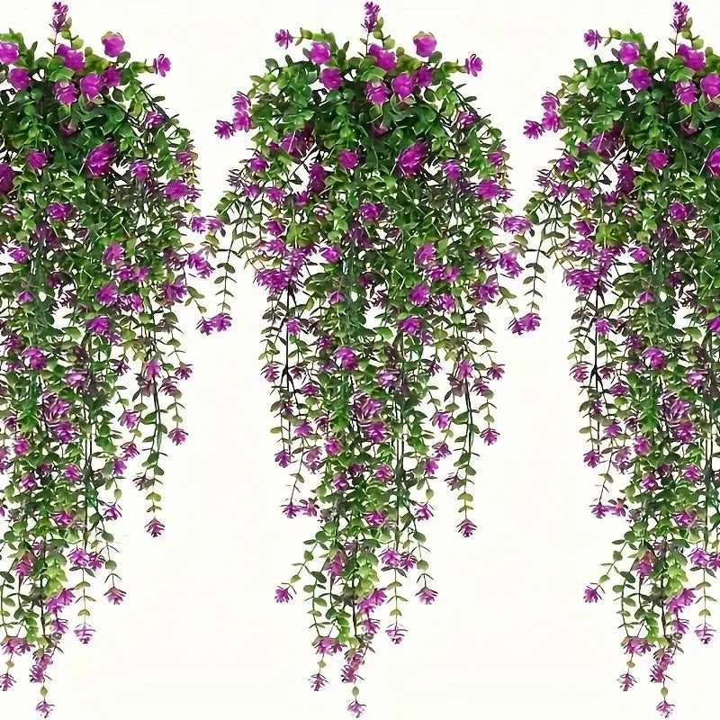 1 пучок ярких искусственных висячих цветов с зелеными листьями для декора дома и сада. Подходит для спальни, кухни, гостиной, офиса и праздничного оформления. Идеально для свадеб и цветочных композиций.