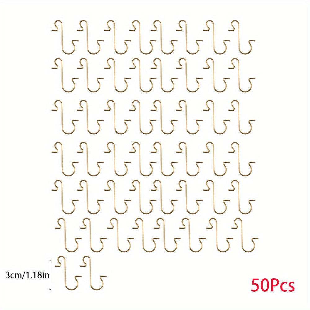 50 Classic Style Christmas Tree S-Hooks for Wreath and Tree Decorations