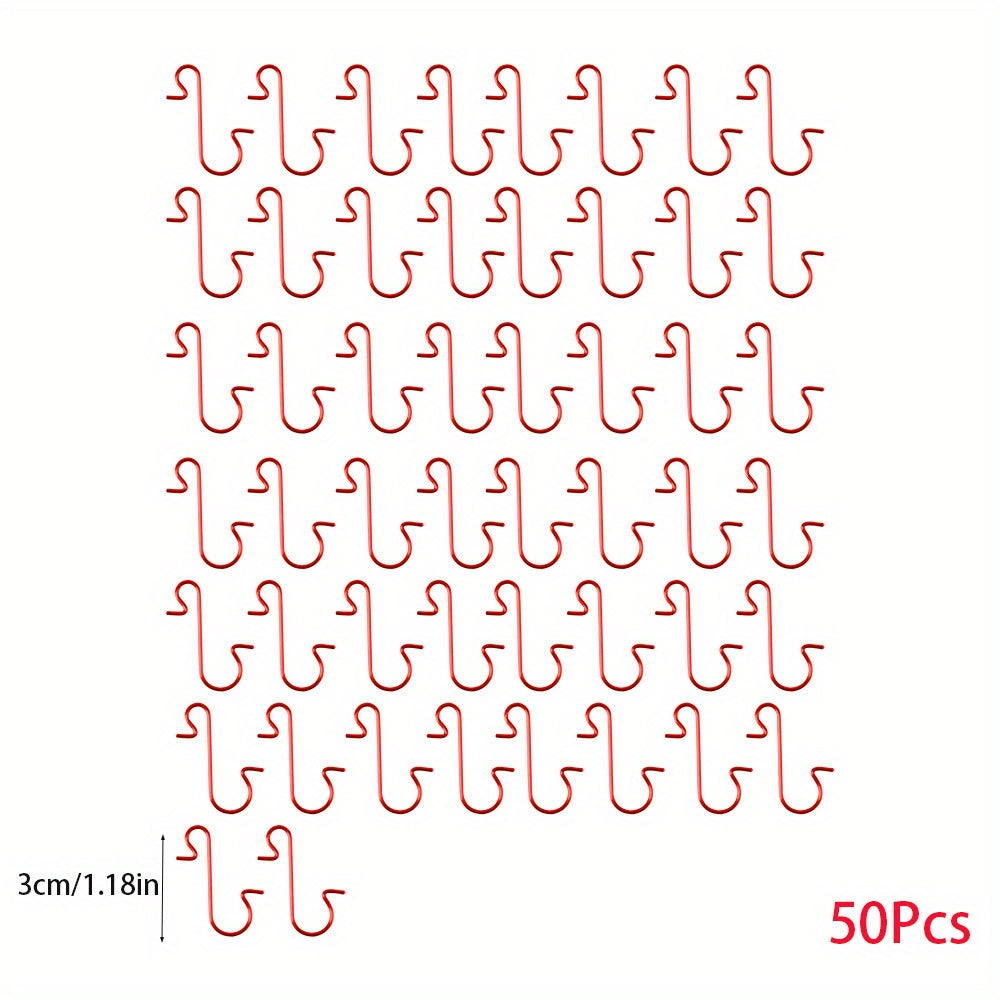 50 Classic Style Christmas Tree S-Hooks for Wreath and Tree Decorations