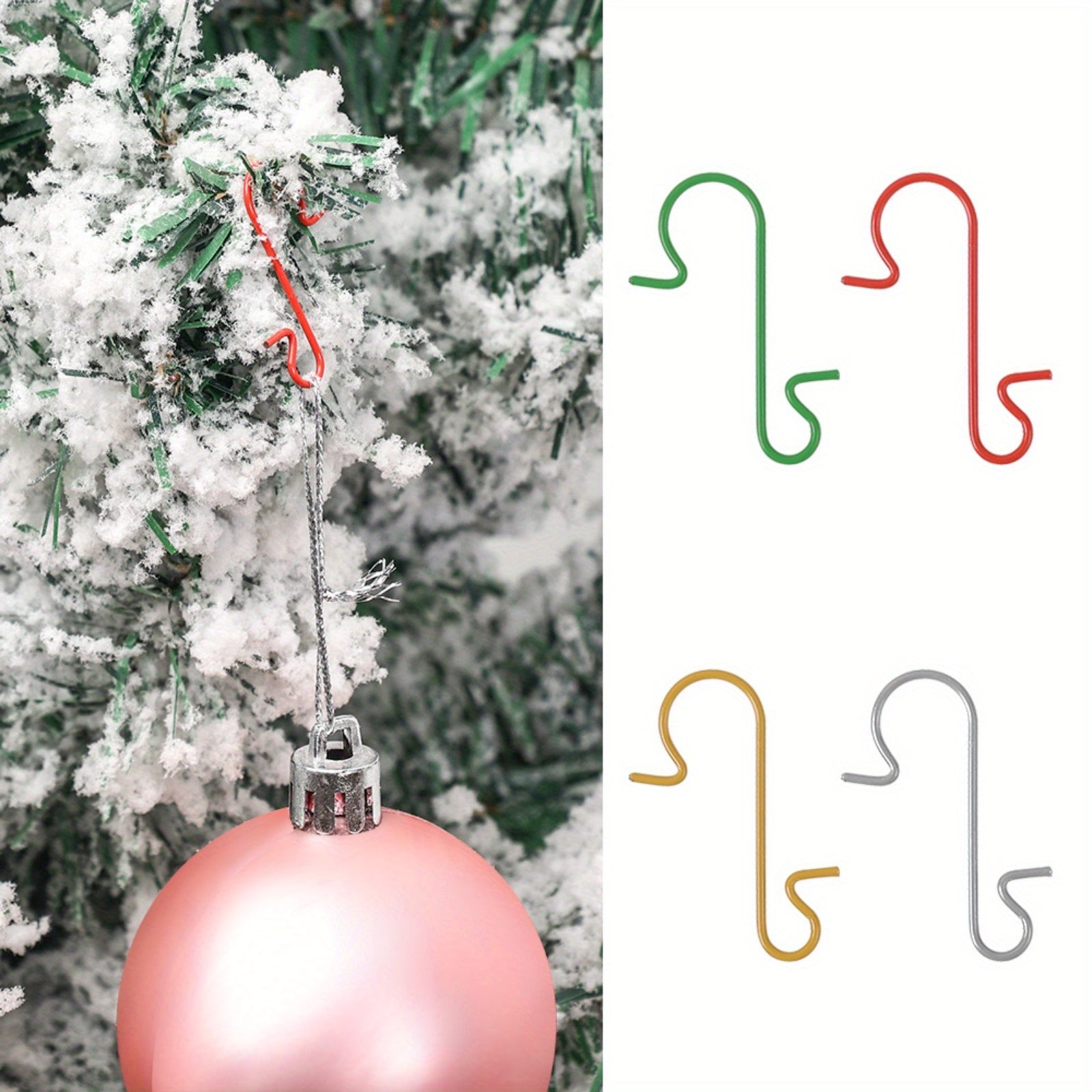 50 Classic Style Christmas Tree S-Hooks for Wreath and Tree Decorations