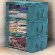 Fabric Storage Bins with Clear Windows Stackable Closet Organizers Dustproof Foldable for Clothing and Apparel