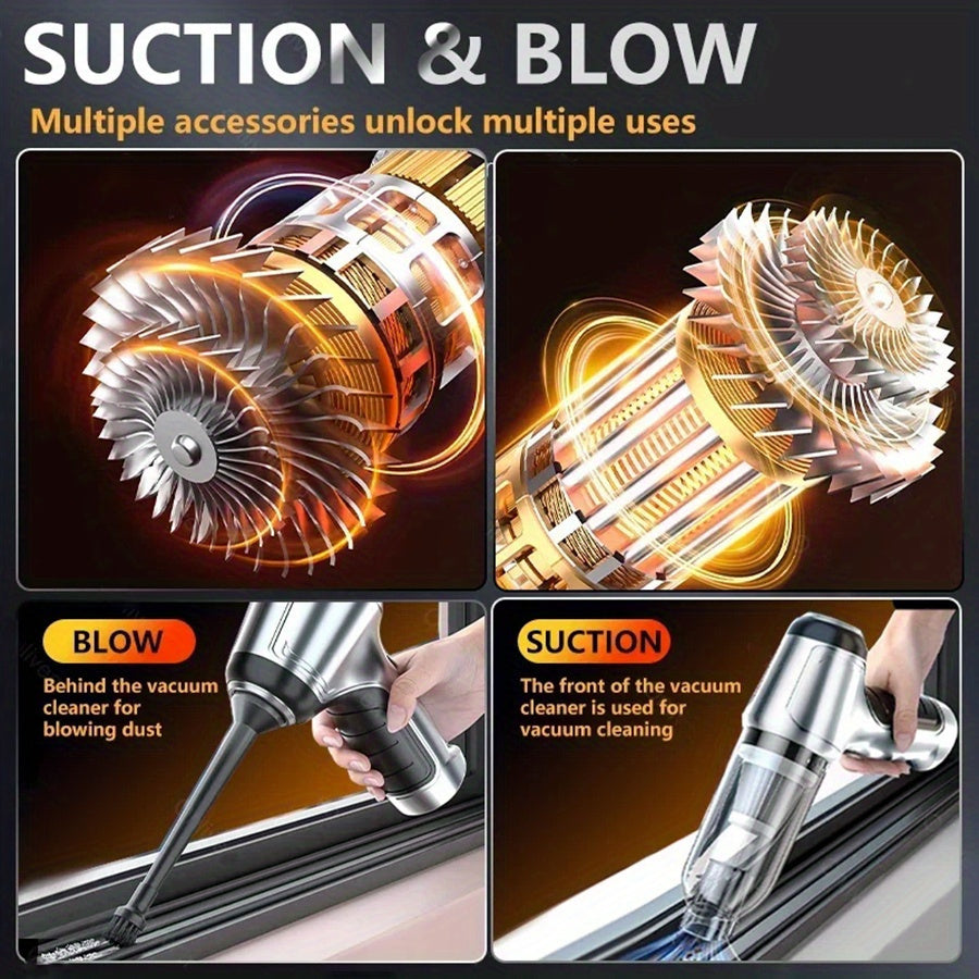 беспроводной автомобильный пылесос с мощным всасыванием, аккумулятором и моющейся тканью