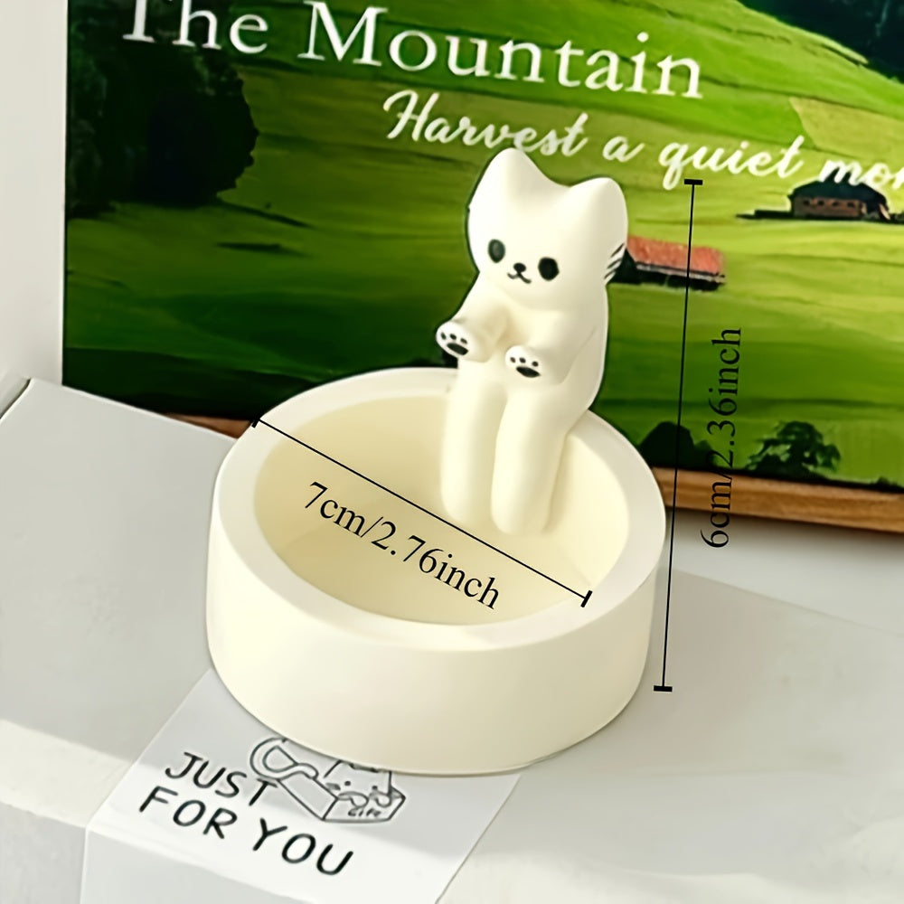 Ceramic Candle Holder with Cat Design for Gifts and Decor