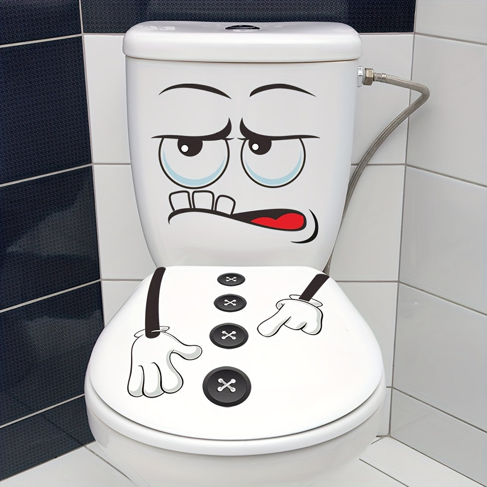 Decal de tapa de inodoro con cara sonriente, arte de pared para baño, decoración autoadhesiva