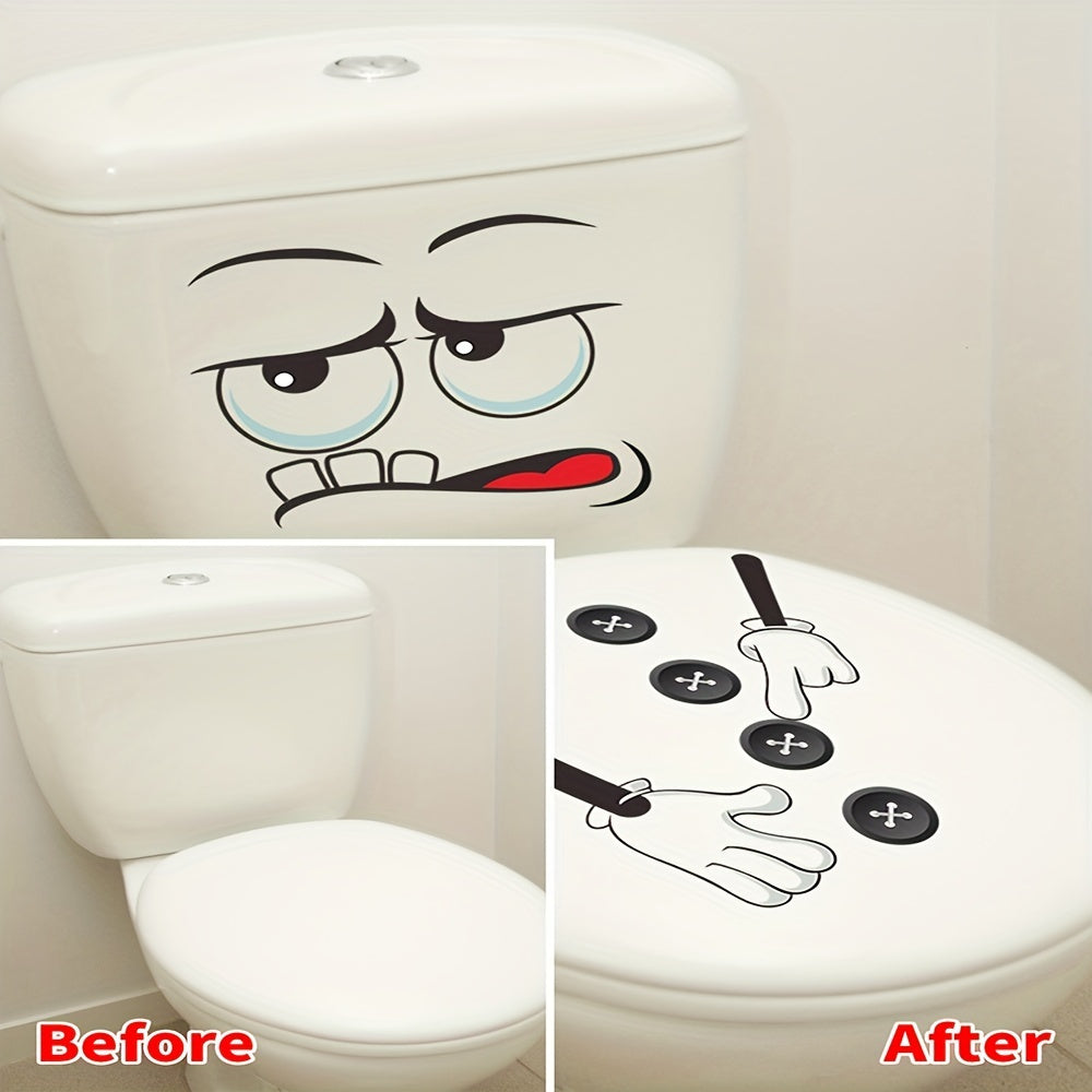 Decal de tapa de inodoro con cara sonriente, arte de pared para baño, decoración autoadhesiva