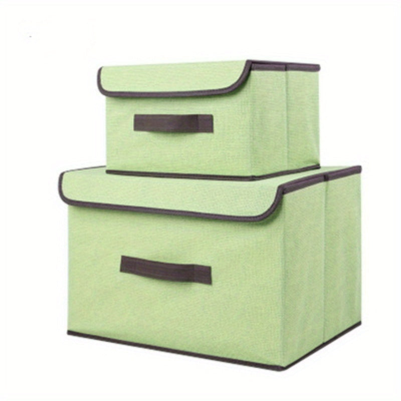 Set of 2 Linen Storage Boxes for Cosmetics Stationery and Clothing Rectangular Non-Waterproof