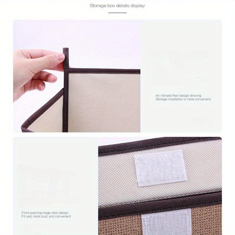 Set of 2 Linen Storage Boxes for Cosmetics Stationery and Clothing Rectangular Non-Waterproof