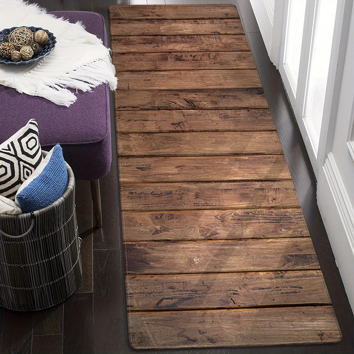 Soft Polyester Area Rug Non-Slip Absorbent Mat for Bedroom Living Room Kitchen Bathroom