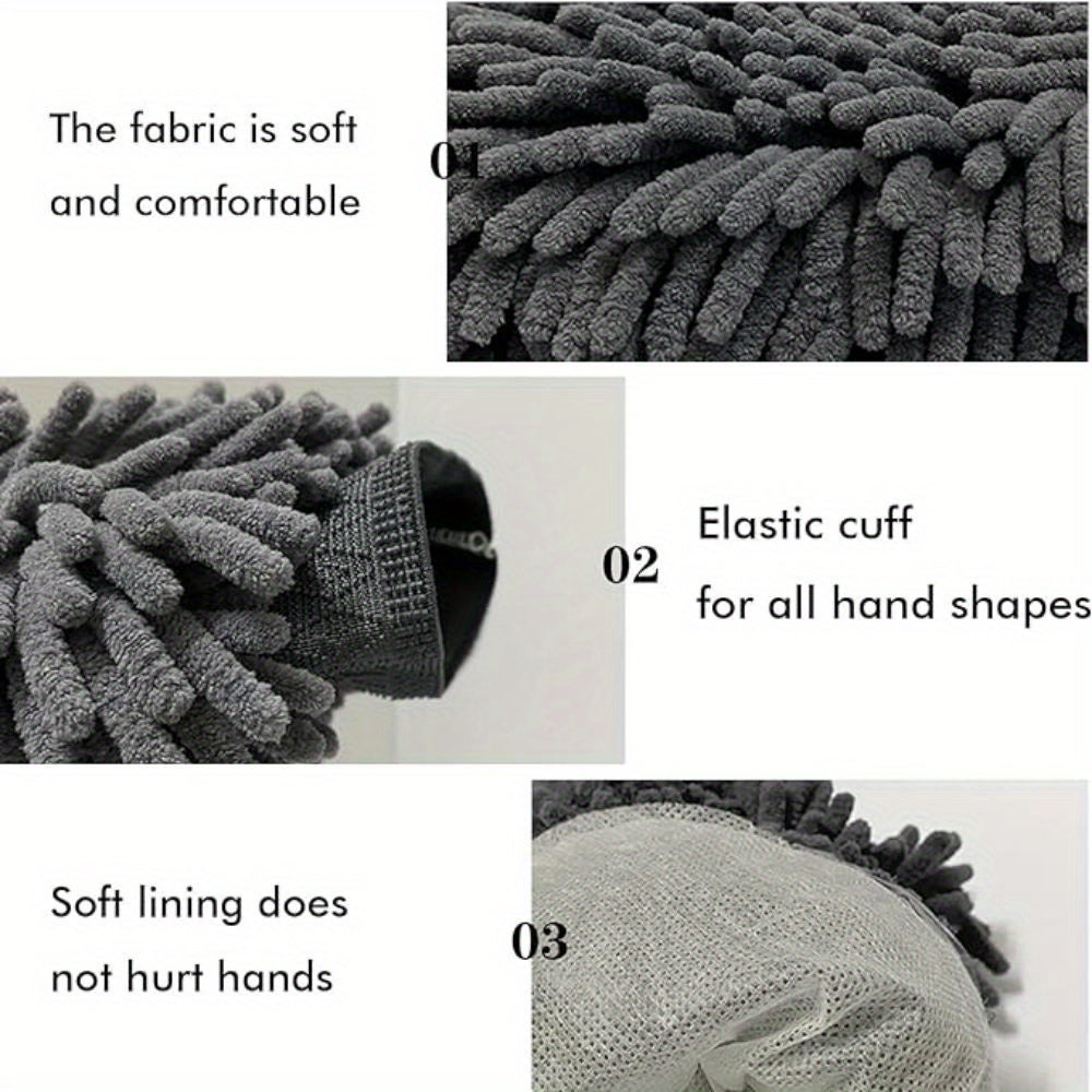 Guantes de microfibra gris para lavado y secado de autos, ultra suaves y absorbentes