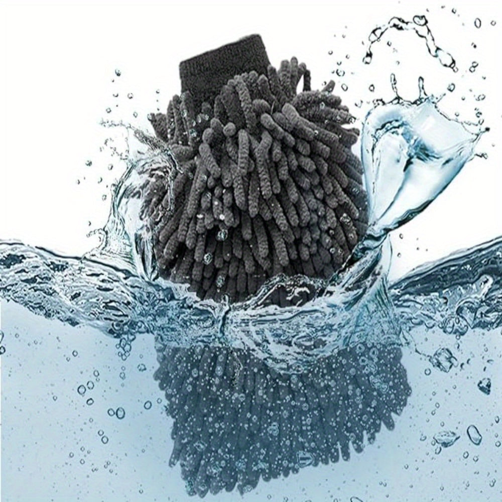 Guantes de microfibra gris para lavado y secado de autos, ultra suaves y absorbentes
