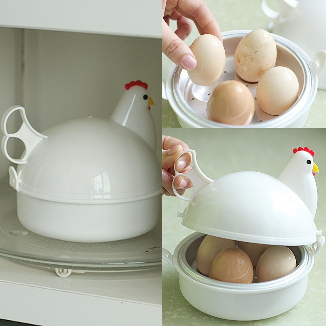 Stainless Steel Chicken-Shaped Egg Poacher 4-Egg Boiler Kitchen Appliance