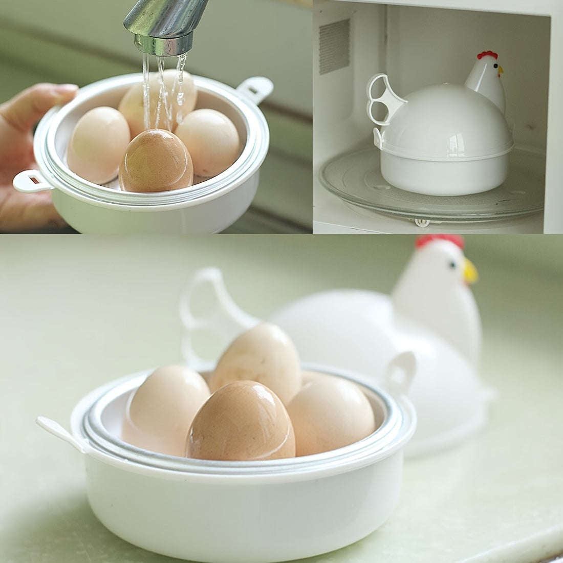Stainless Steel Chicken-Shaped Egg Poacher 4-Egg Boiler Kitchen Appliance