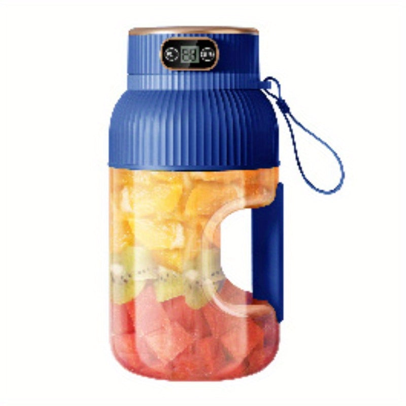 Portable Juicer Cup 1200ml with Lids Silicone Straw Type-C Charging