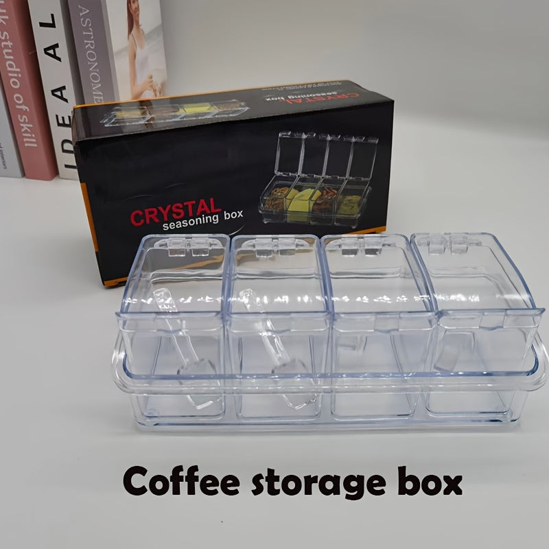 Acrylic Coffee Pod Organizer with 4 Compartments and Lids for Kitchen and Coffee Station