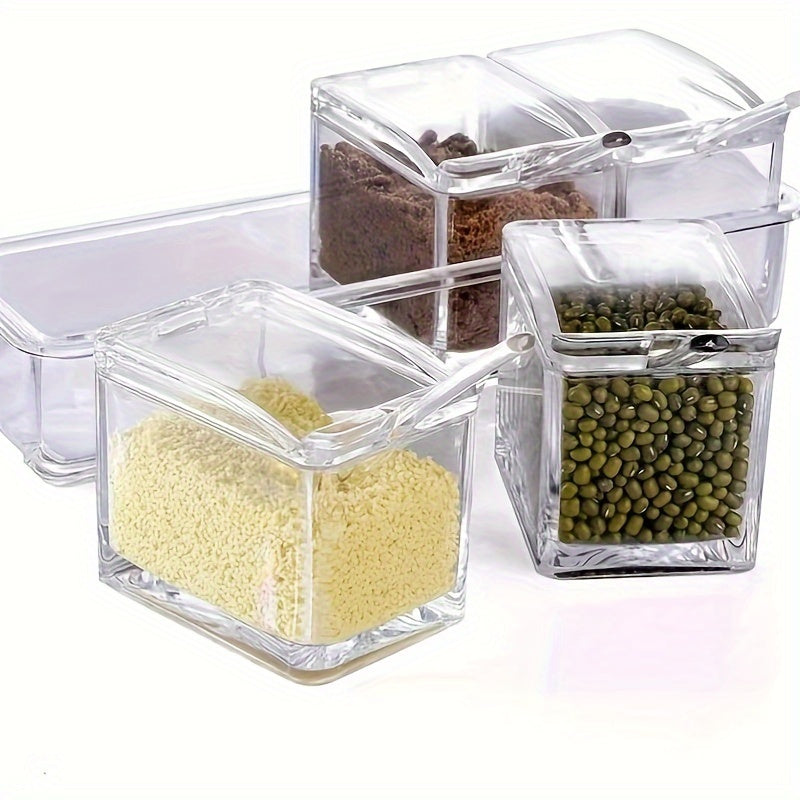 Acrylic Coffee Pod Organizer with 4 Compartments and Lids for Kitchen and Coffee Station