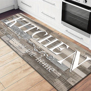 Non-Slip Kitchen Mat with Rustic KITCHEN Print, Absorbent Flannel Rug for Entryway Bathroom Living Room