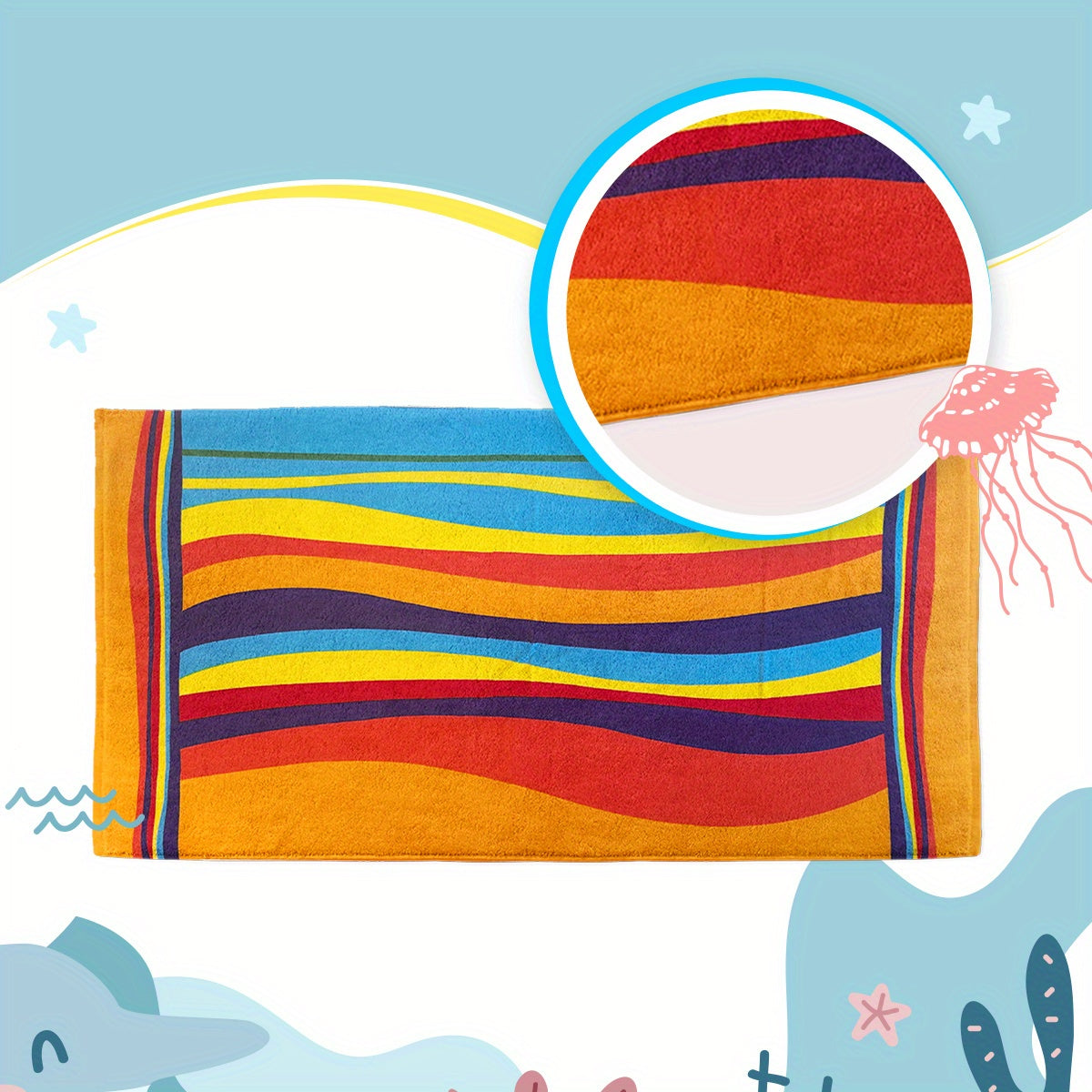 Tropical Stripe Quick-Dry Beach Towel Ultra-Soft Absorbent for Pool Bath