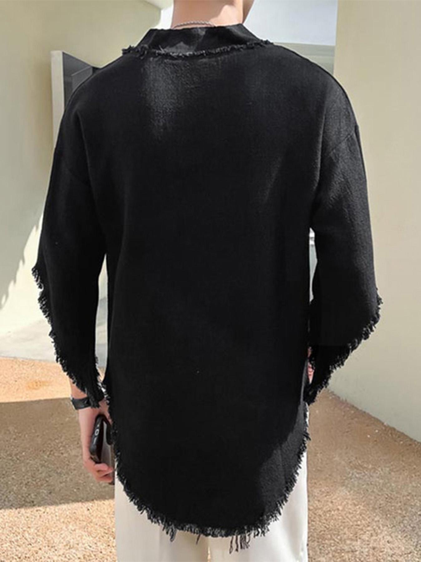 INCERUN Erkaklar uchun Tasodifiy V-yoqasi T-Shirt, 100% Paxta, Cho'zilmaydigan, Erkin Kesim, Bir Rangli, To'qilgan Matodan, Kattalar uchun Yozgi T-Shirt, KATTA O'lcham