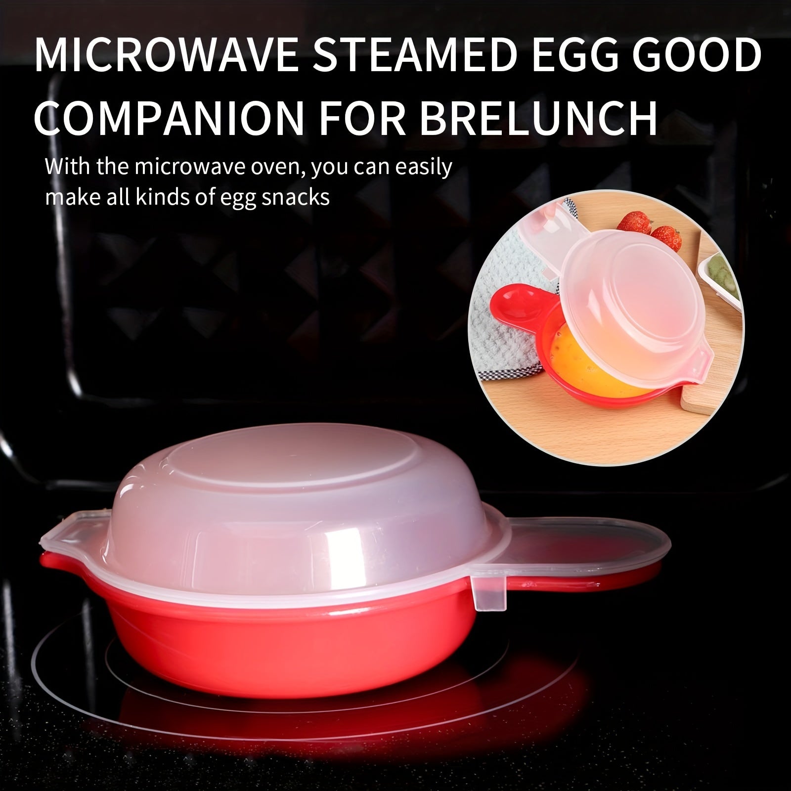 EasyEggwich Microwave Egg Cooker Red Clear Perfect Breakfast Sandwiches 1 Min