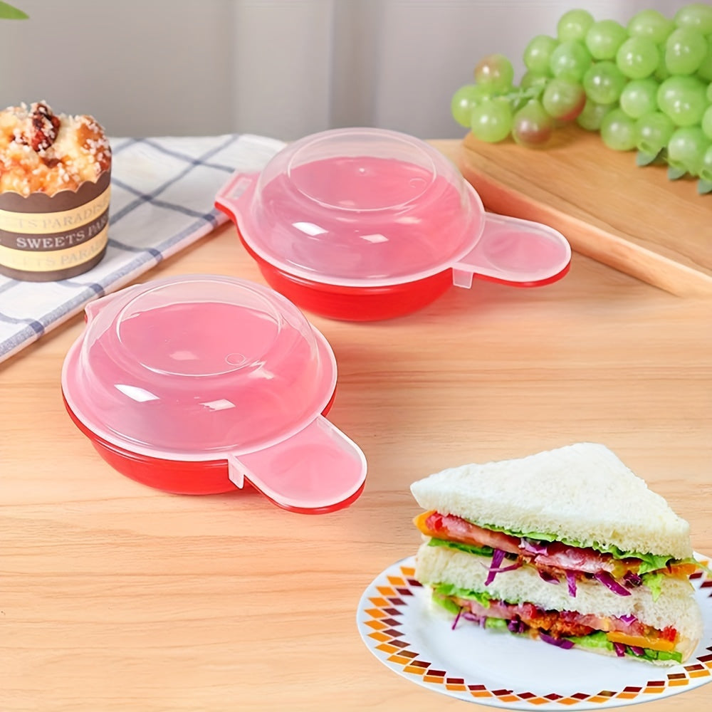 EasyEggwich Microwave Egg Cooker Red Clear Perfect Breakfast Sandwiches 1 Min
