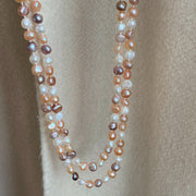 Freshwater Pearl Necklace Long Baroque Chain Natural White Champagne Lavender Spring Summer Jewelry