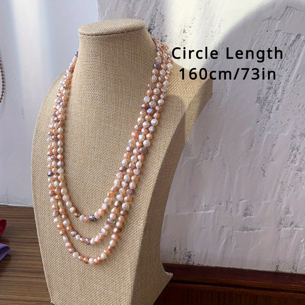 Freshwater Pearl Necklace Long Baroque Chain Natural White Champagne Lavender Spring Summer Jewelry