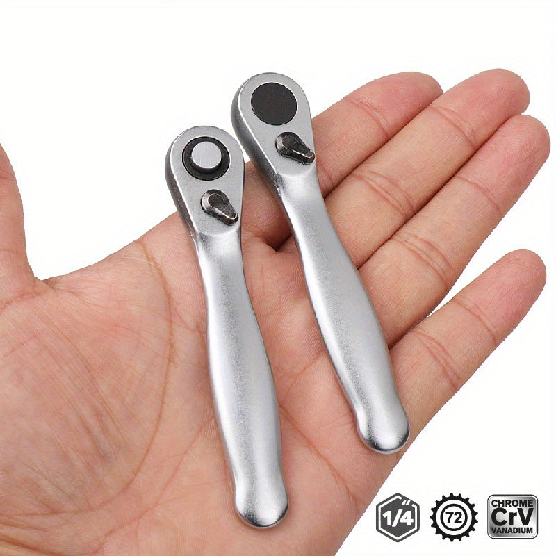 2-In-1 Mini Ratchet Wrench Screwdriver Chrome Vanadium Steel 1/4 Inch Drive