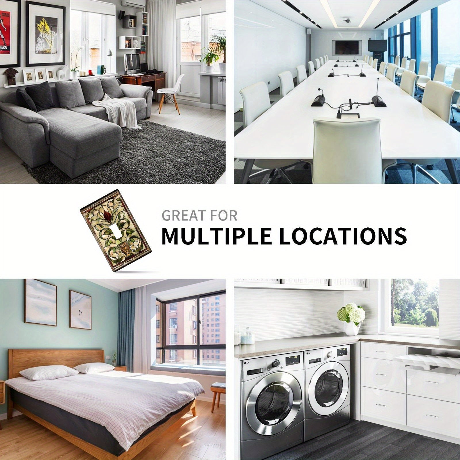 Cubierta de interruptor de luz de vidrio emplomado de estilo Art Nouveau para paredes interiores y exteriores