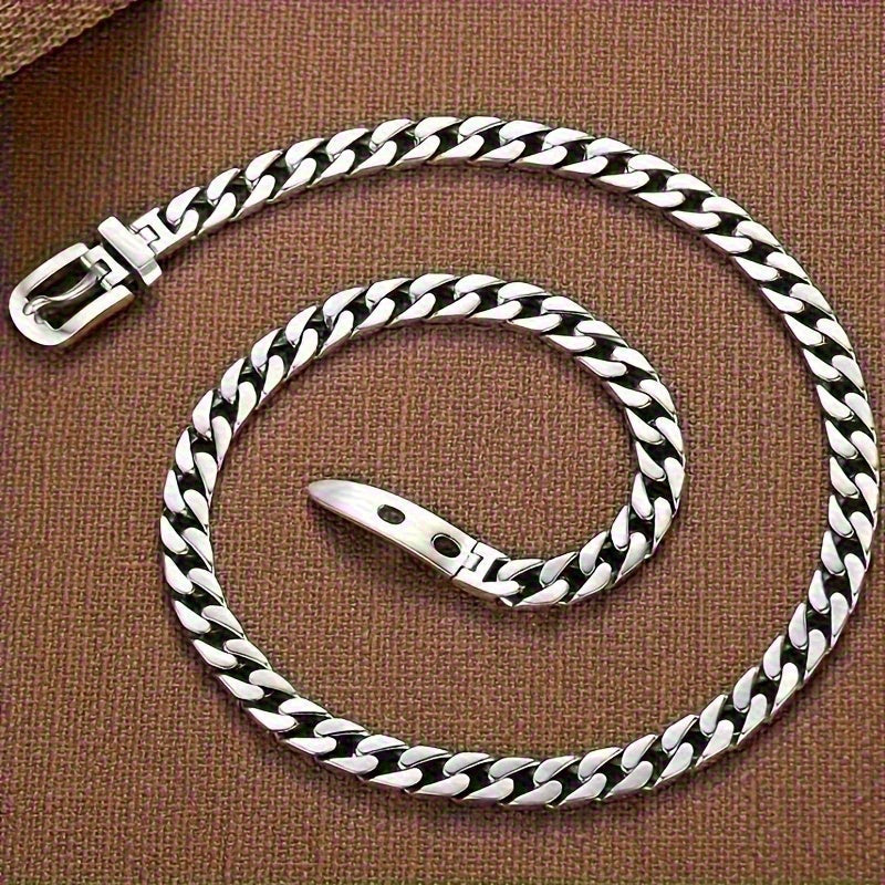 Vintage Style Sterling Silver Belt Buckle Collarbone Chain Necklace for Casual Wear