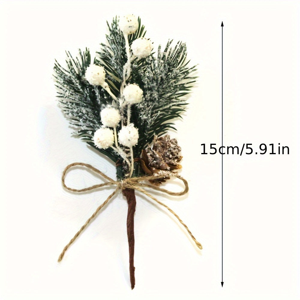 Set of 10 Christmas Artificial Pine Bouquets with Cones Berries and Snowflakes