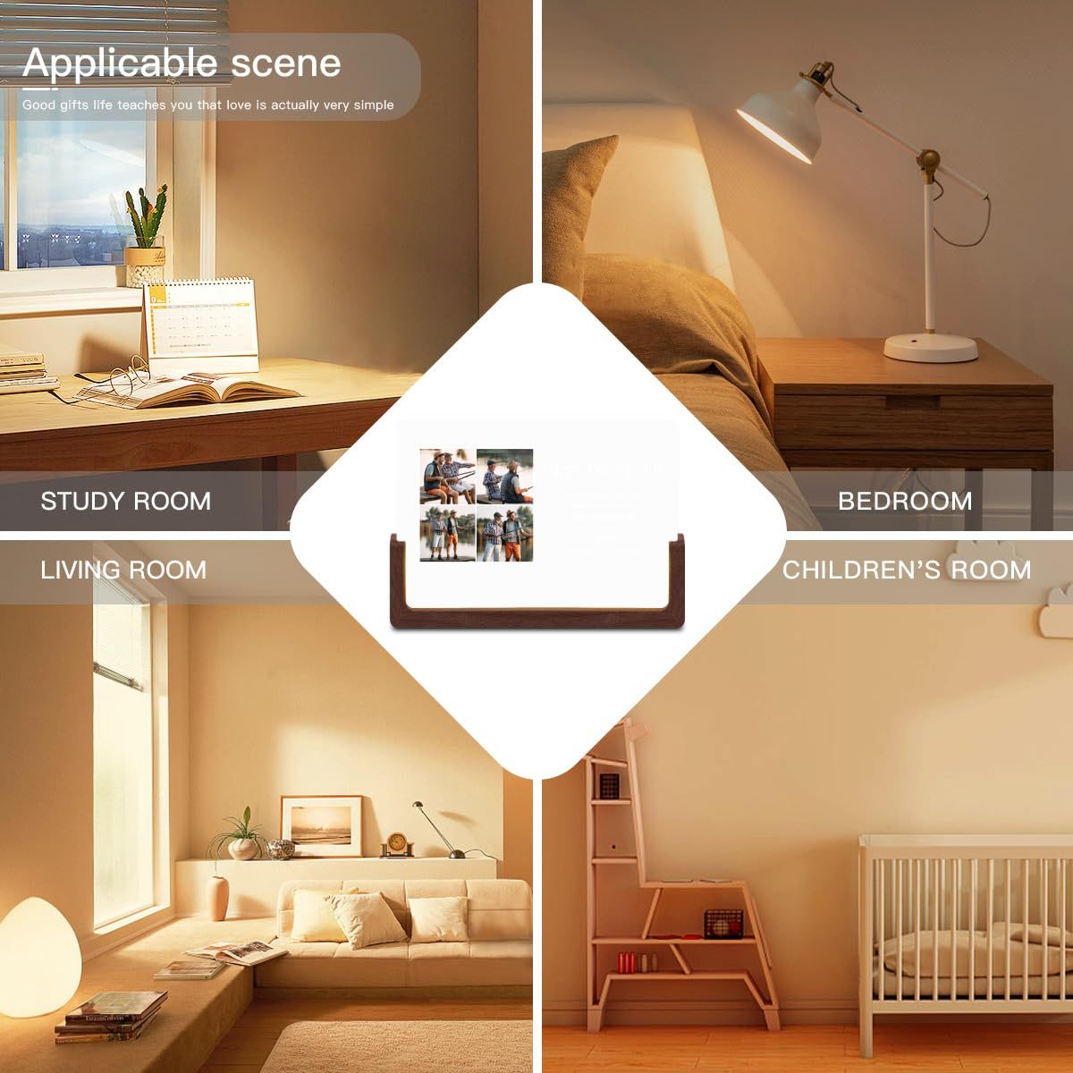 Acrylic Night Light with HD Flexiglass and Wooden Base for Father's Day