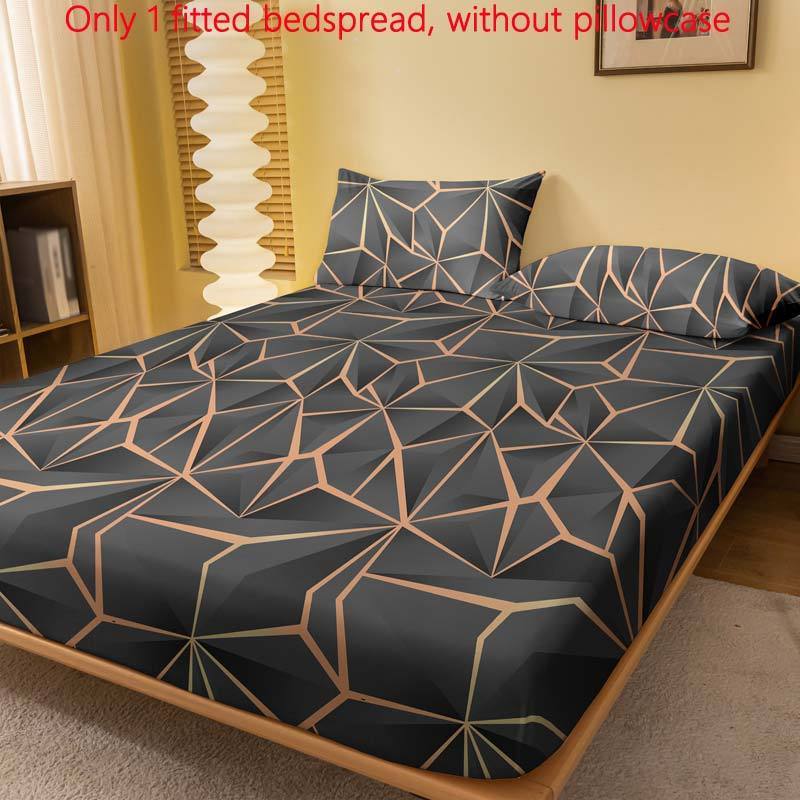 Geometric Gold Pattern Fitted Sheet Soft Brushed Polyester Deep Pocket Bed Sheet