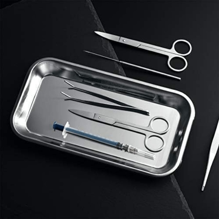 Stainless Steel Utility Trays Set of 3 for Lab Instruments Tattoo Tools and Medical Supplies