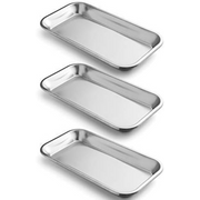 Stainless Steel Utility Trays Set of 3 for Lab Instruments Tattoo Tools and Medical Supplies