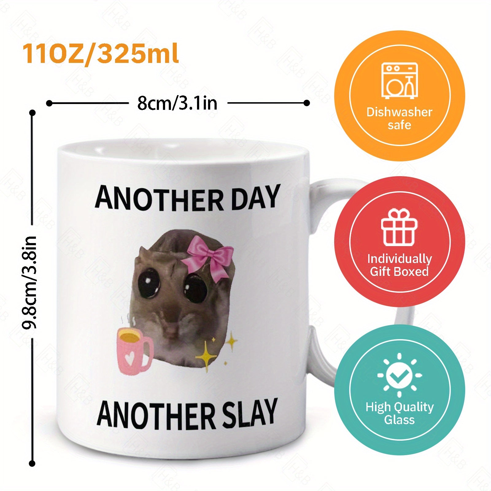 11oz Ceramic Coffee Mug with 7 Color Options and "Another Day, Another Slay" Phrase