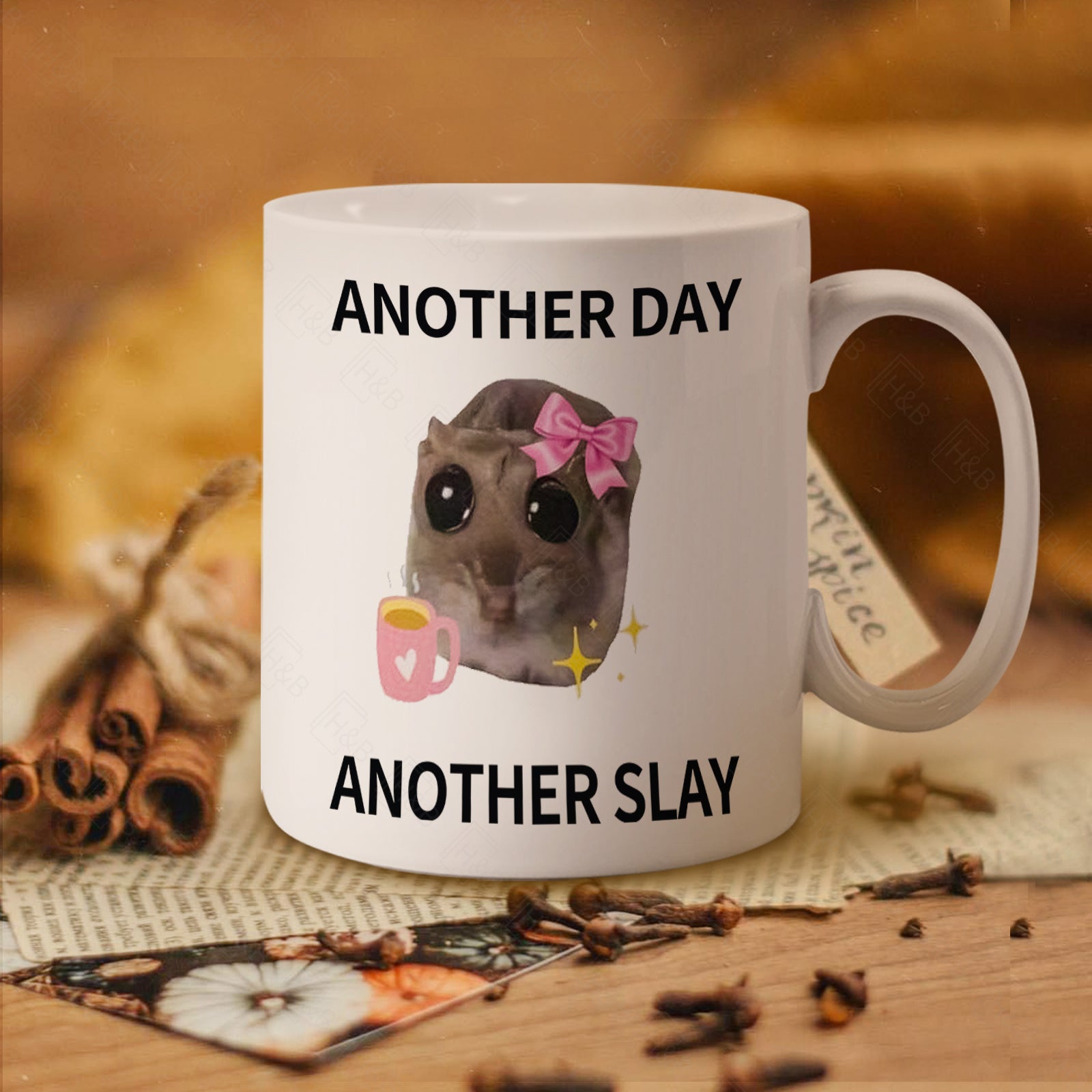 11oz Ceramic Coffee Mug with 7 Color Options and "Another Day, Another Slay" Phrase