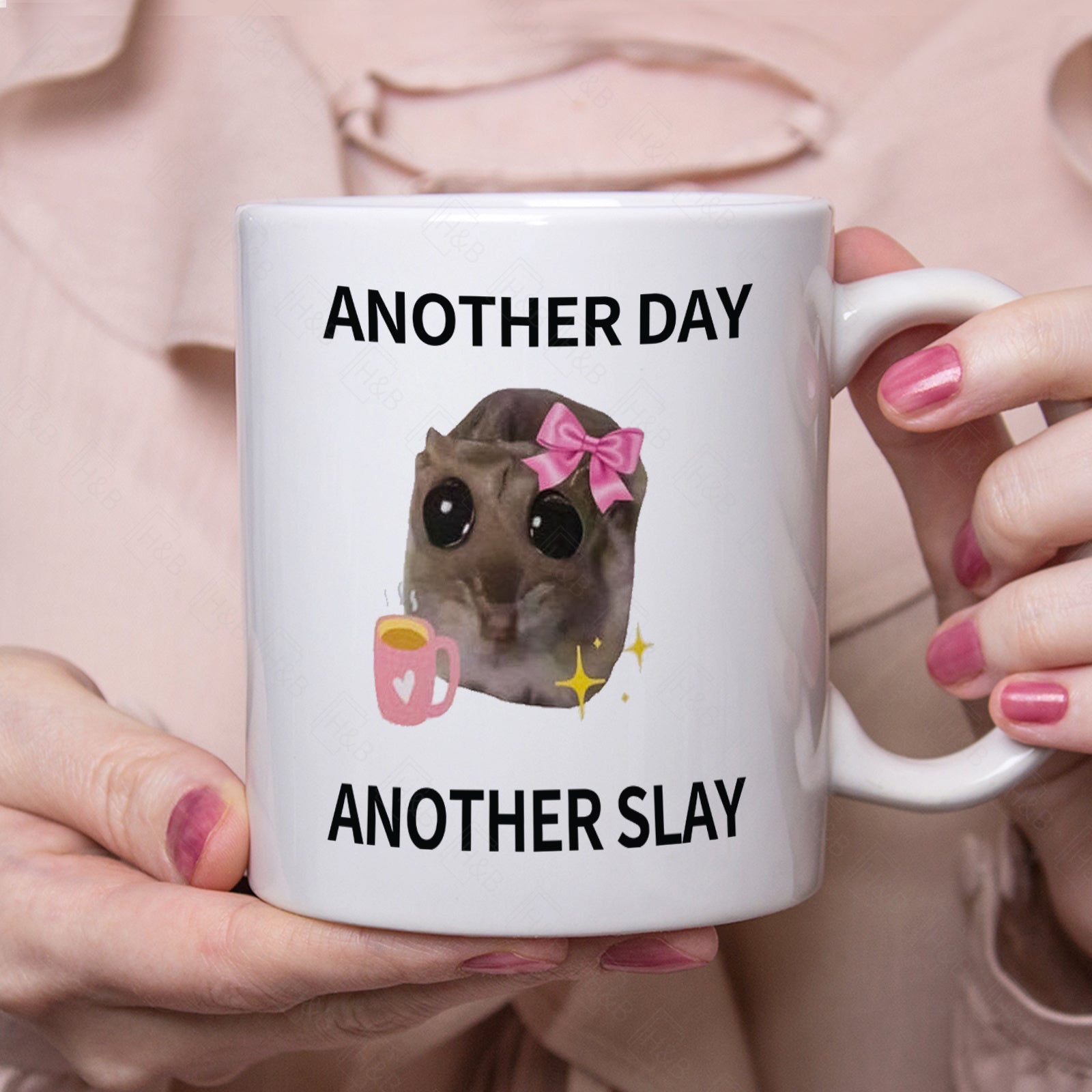 11oz Ceramic Coffee Mug with 7 Color Options and "Another Day, Another Slay" Phrase
