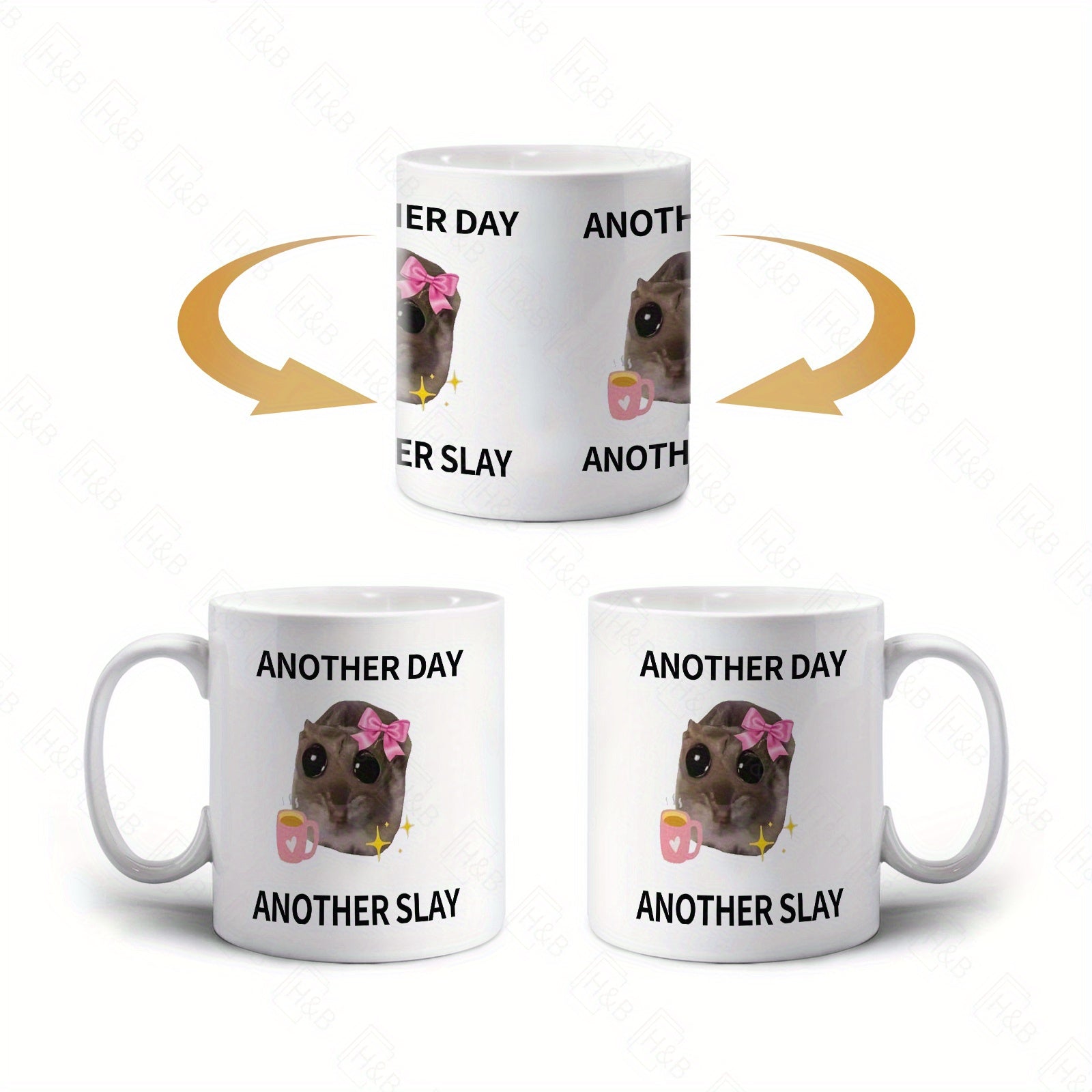 11oz Ceramic Coffee Mug with 7 Color Options and "Another Day, Another Slay" Phrase