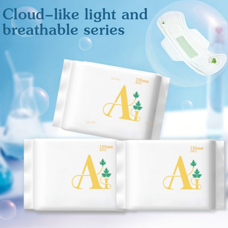 Ultra-Thin Disposable Menstrual Pads 155mm Breathable Leak-Proof Light Touch Pack of 28