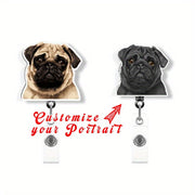 Reloj de insignia personalizado con foto de mascota con cara de perro o gato y nombre, clip de identificación de enfermera de acrílico